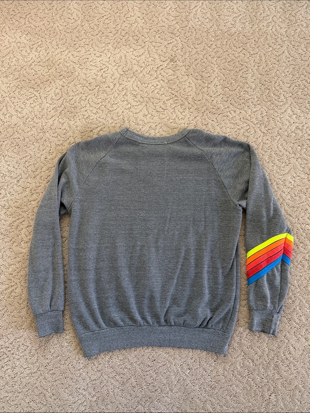 Aviator Nation Crewneck Sweatshirt with Lightning Bolt and Rainbow Sleeve Detail - Picture 5 of 5